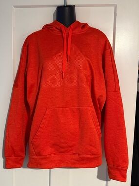 ADIDAS Men's Red Hooded Pullover Sweatshirt